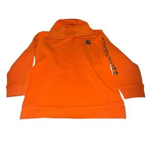 Carhartt Kids Orange Long Sleeve Hooded Sweatshirt Pullover Top Size M 10 12